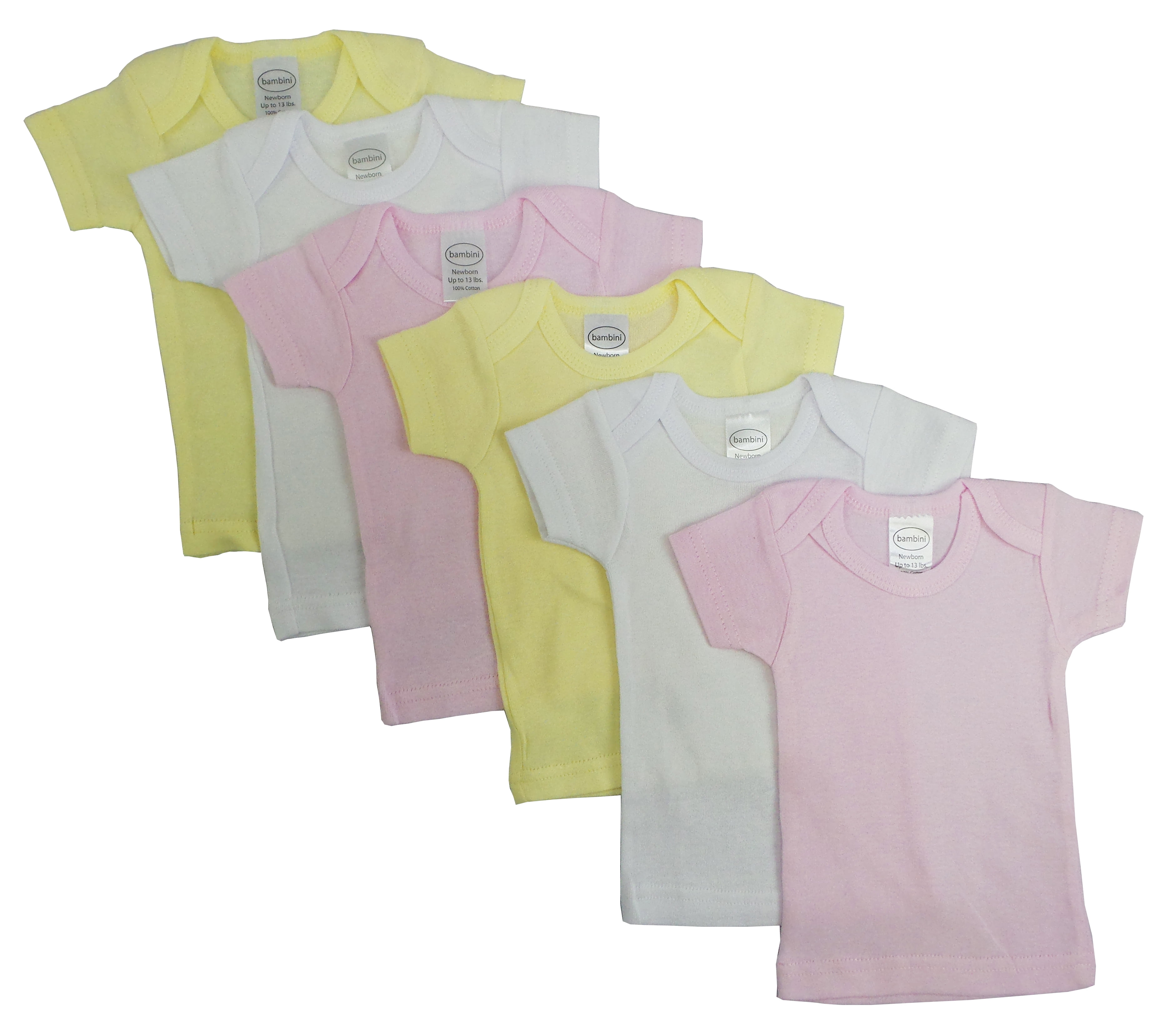 Cs-057nb-057nb Girls Pastel Variety Short Sleeve Lap T-shirts, Assorted - Newborn