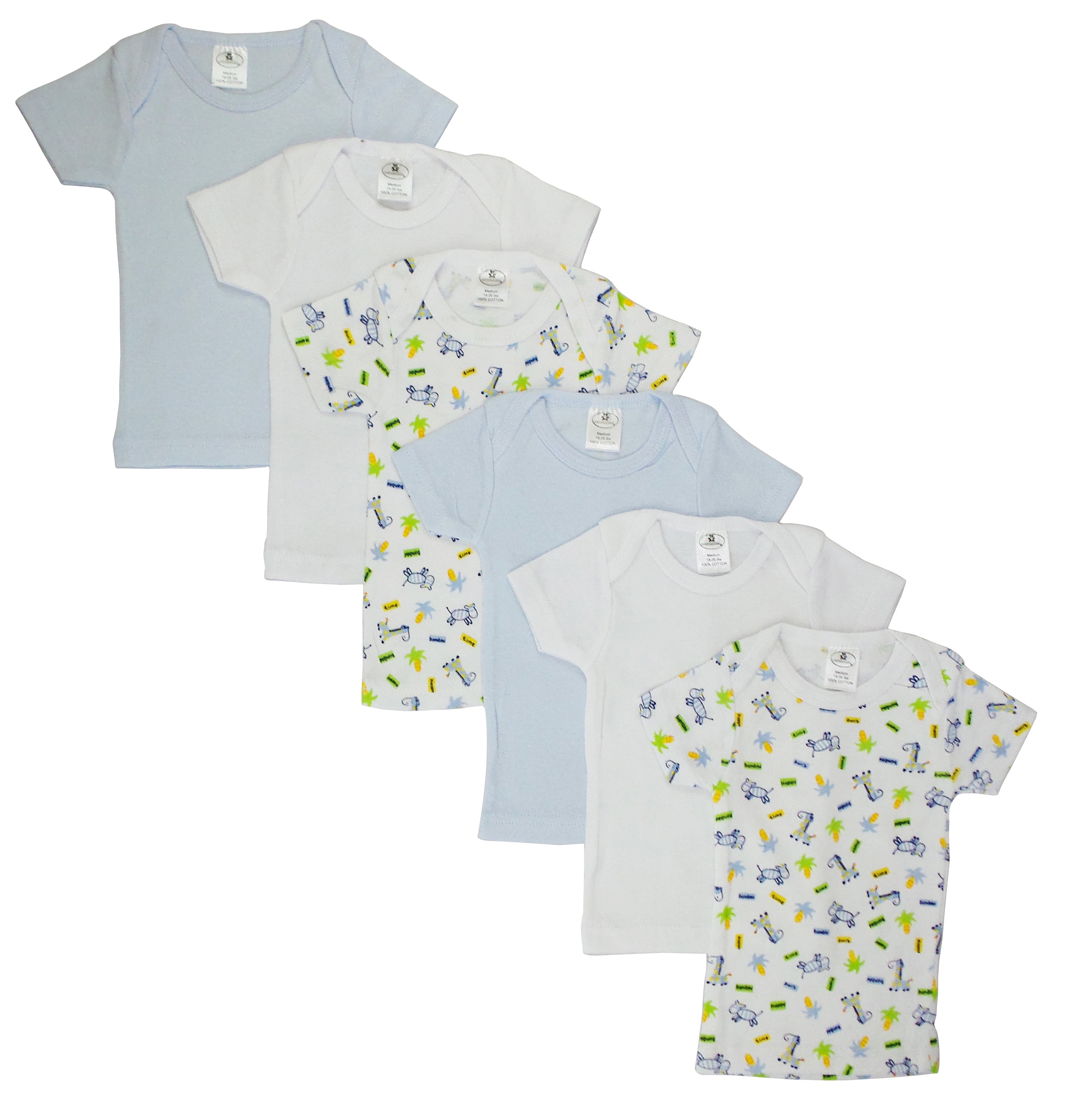Cs-058nb-058nb Girls Pastel Variety Short Sleeve Lap T-shirts, Blue & White - Newborn