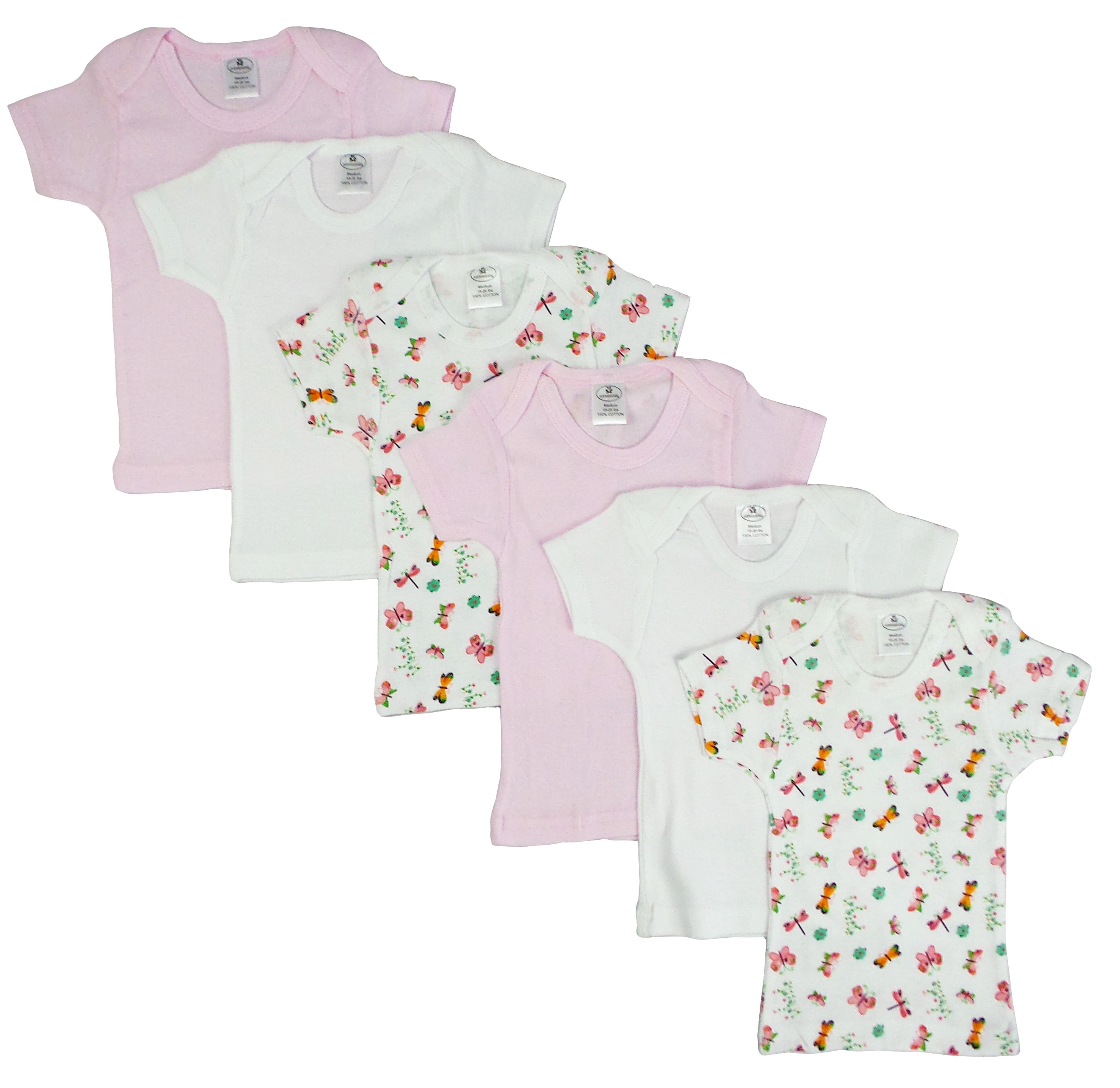 Girls Pastel Variety Short Sleeve Lap T-shirts, Assorted & Printed - Large