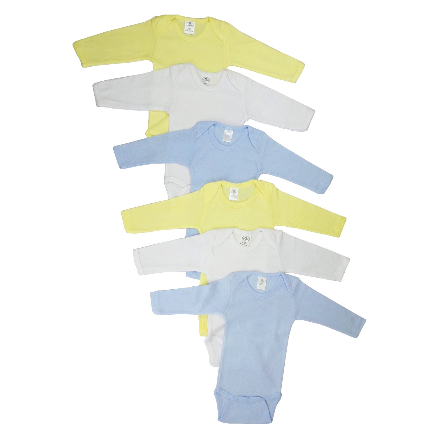Cs-100s-100s Boys Pastel Long Sleeve, White With Blue & Yellow - Small