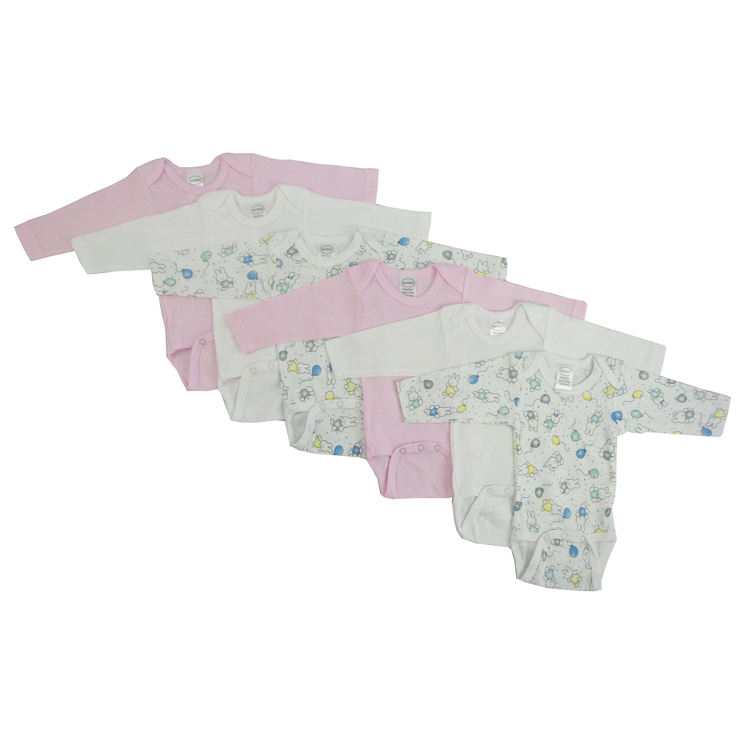 Cs-103l-103l Girls Long Sleeve Printed Variety, White & Pink - Large
