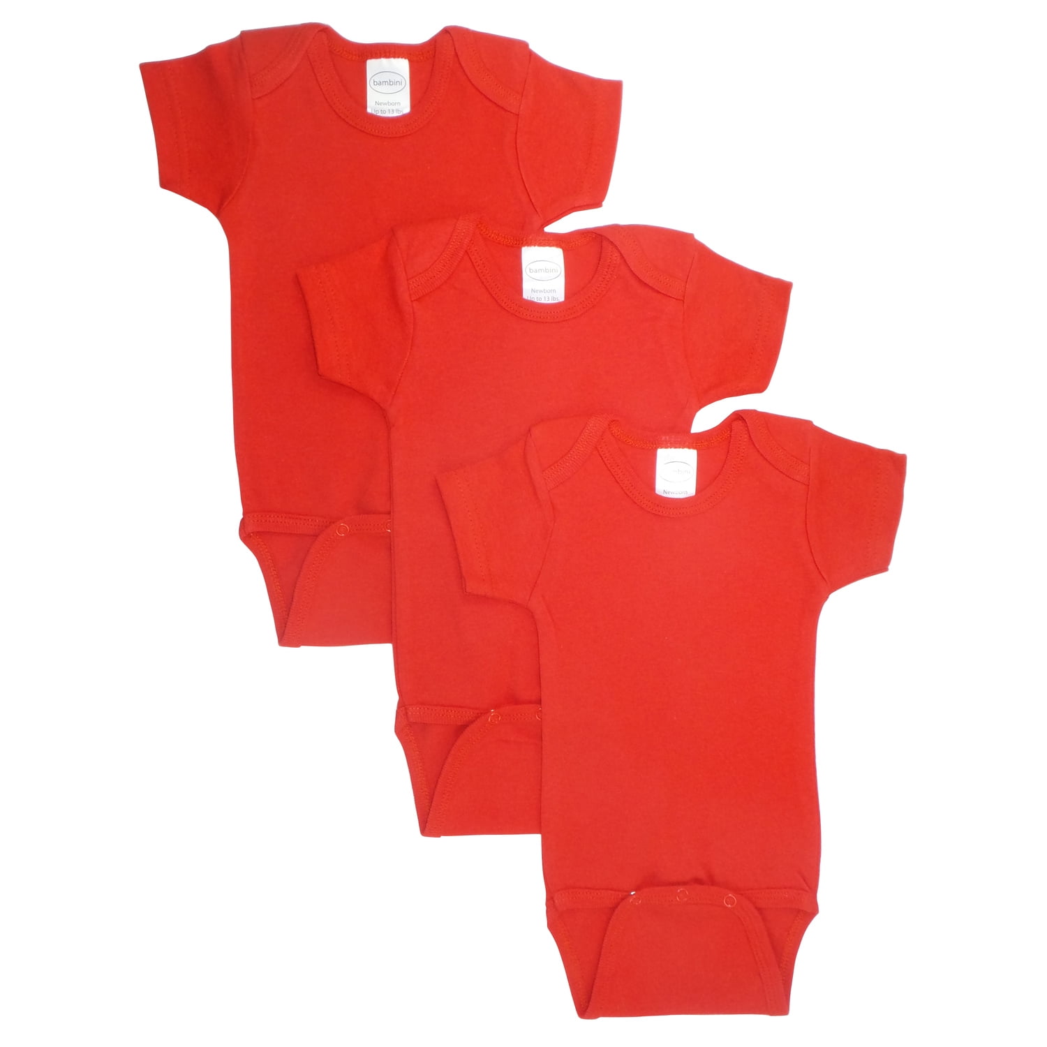 Ls-0149 Short Sleeve Bodysuit - Red, Newborn - Pack Of 3