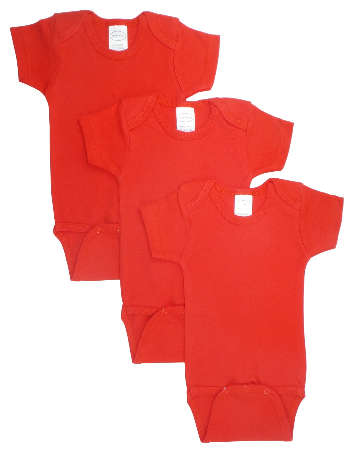 LS-0150 Short Sleeve Bodysuit - Red, Small - Pack of 3