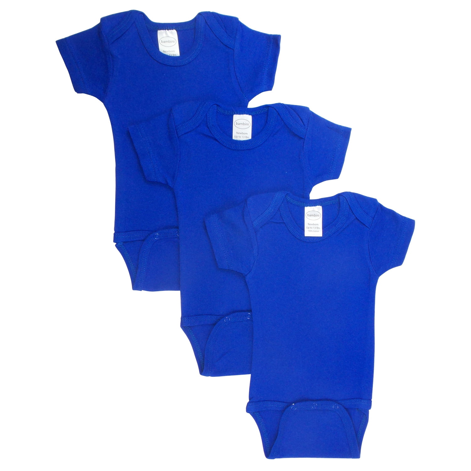 Ls-0162 Short Sleeve Bodysuit - Blue, Newborn - Pack Of 3