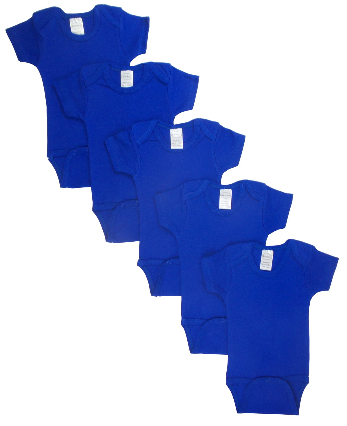 Ls-0166 Short Sleeve Bodysuit - Blue, Newborn - Pack Of 5