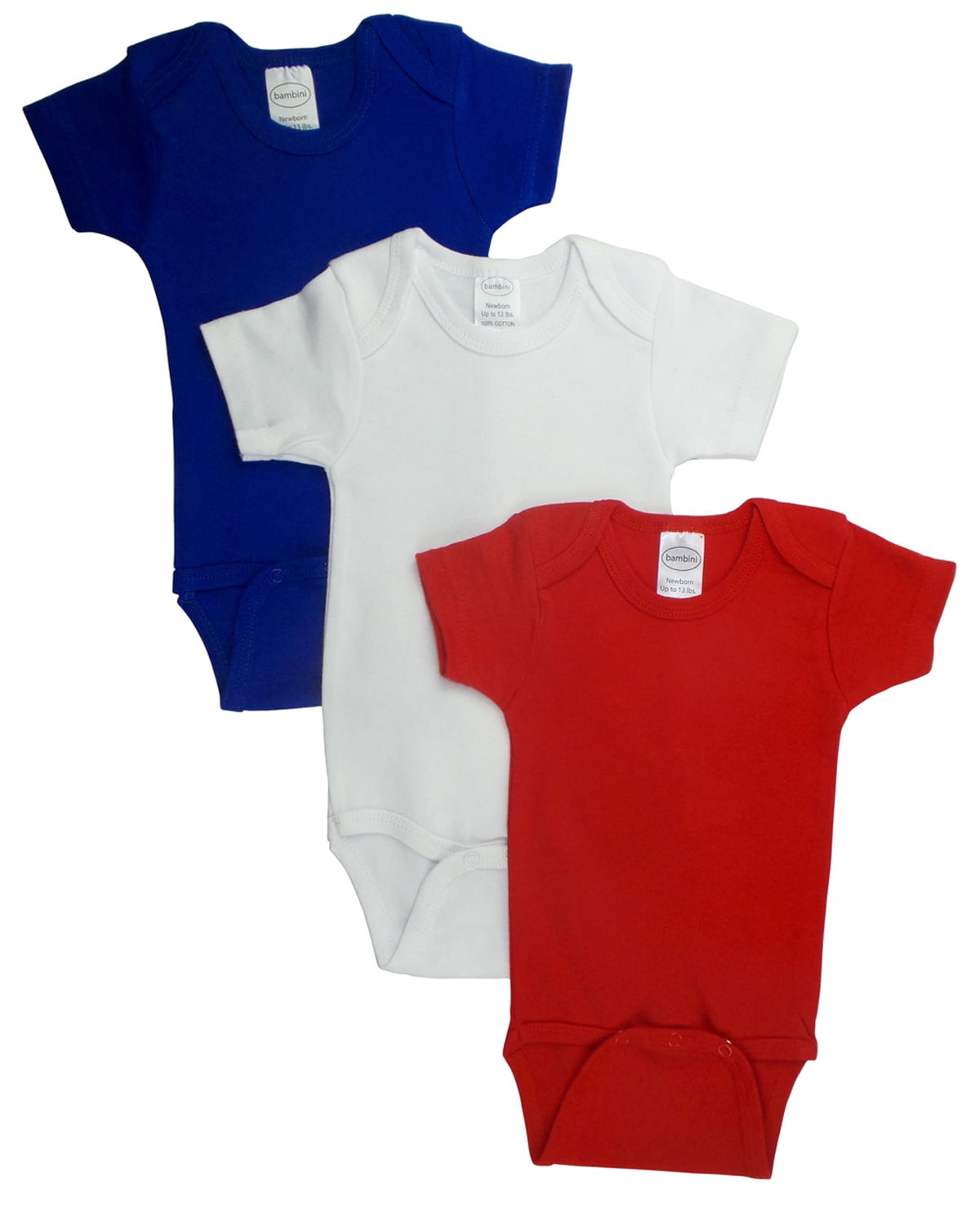 LS-0198 Short Sleeve Bodysuit - Red, Small - Pack of 3