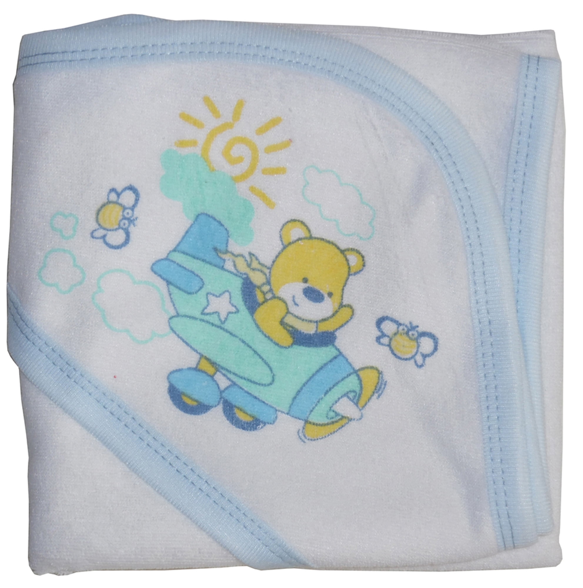 021sb Hooded Towel With Binding And Screen Prints, Blue