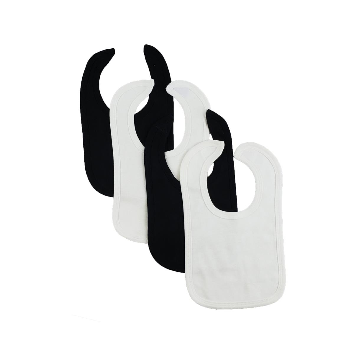 CS-0134 12.25 x 7.5 in. Baby Bibs, White & Black - One Size - 4 per Pack