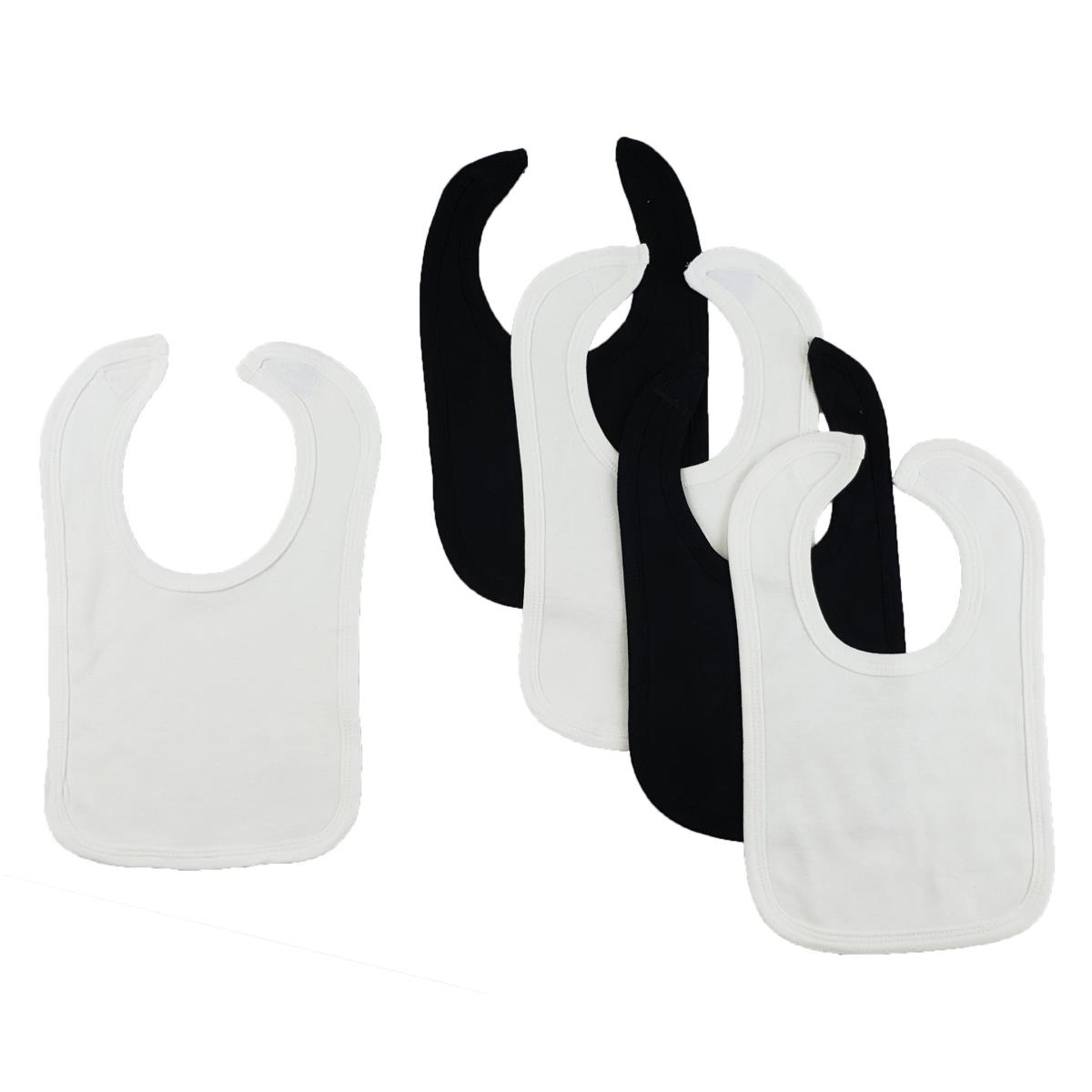 CS-0135 12.25 x 7.5 in. Baby Bibs, White & Black - One Size - 5 per Pack
