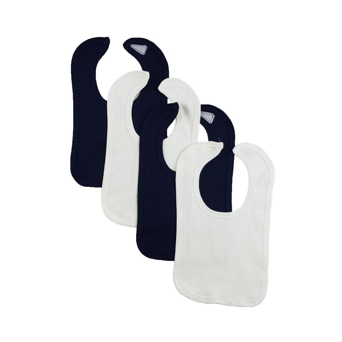 CS-0139 12.25 x 7.5 in. Baby Bibs, White & Navy - One Size - 4 per Pack