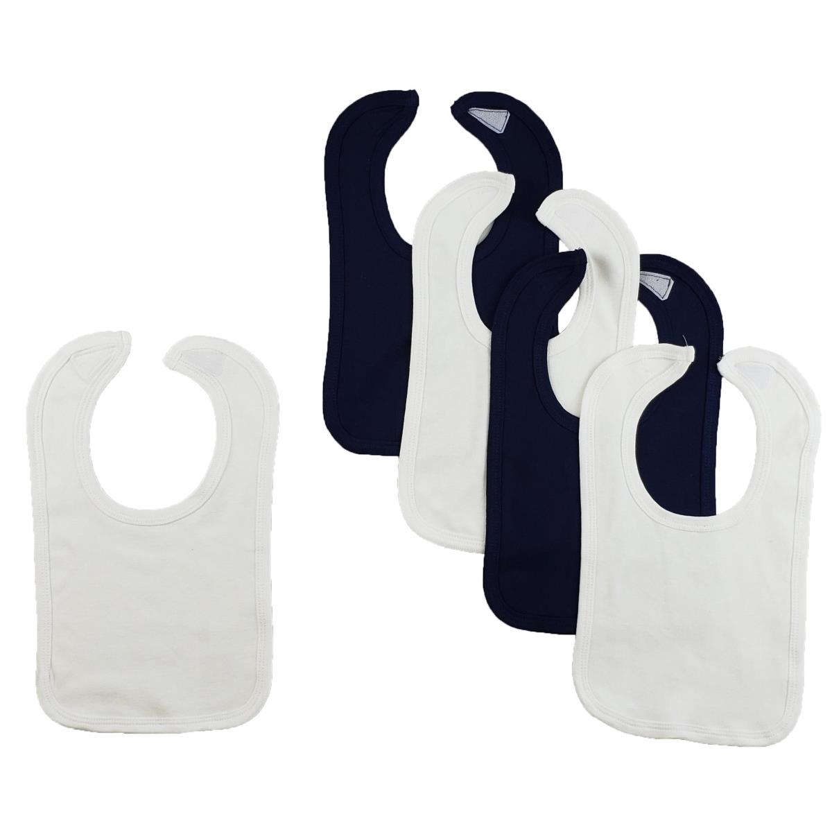 CS-0140 12.25 x 7.5 in. Baby Bibs, White & Navy - One Size - 5 per Pack
