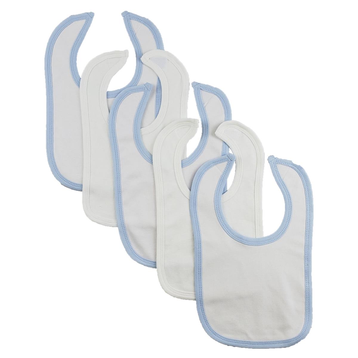CS-0167 12.25 x 7.5 in. Baby Bibs, Blue & White - One Size - 5 per Pack