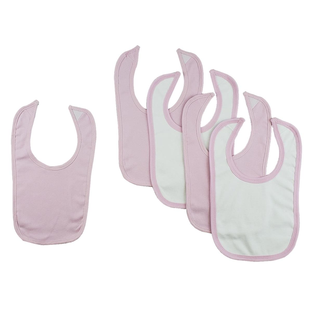 CS-0171 12.25 x 7.5 in. Baby Bibs, White & Pink - One Size - 5 per Pack