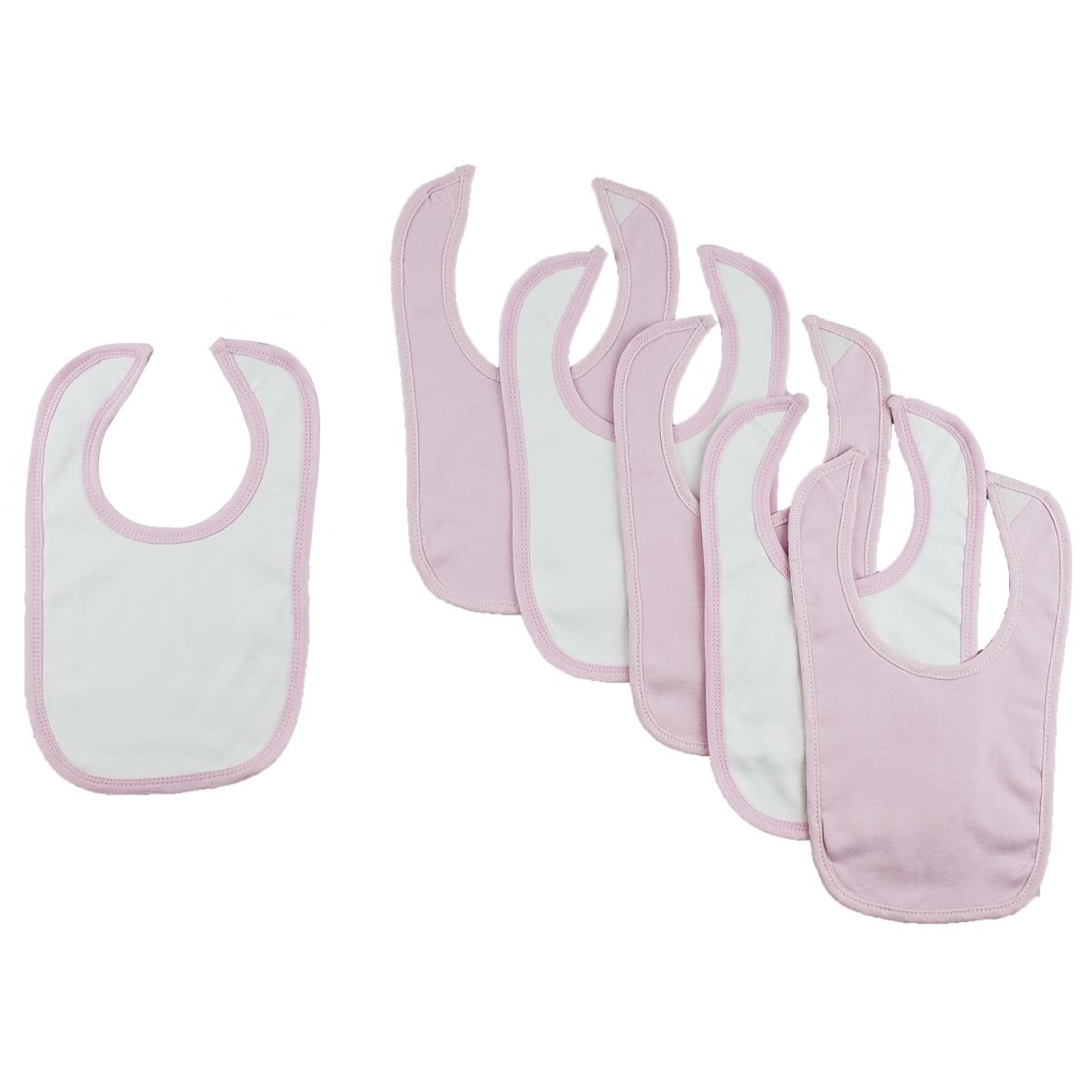 CS-0173 12.25 x 7.5 in. Baby Bibs, White & Pink - One Size - 6 per Pack