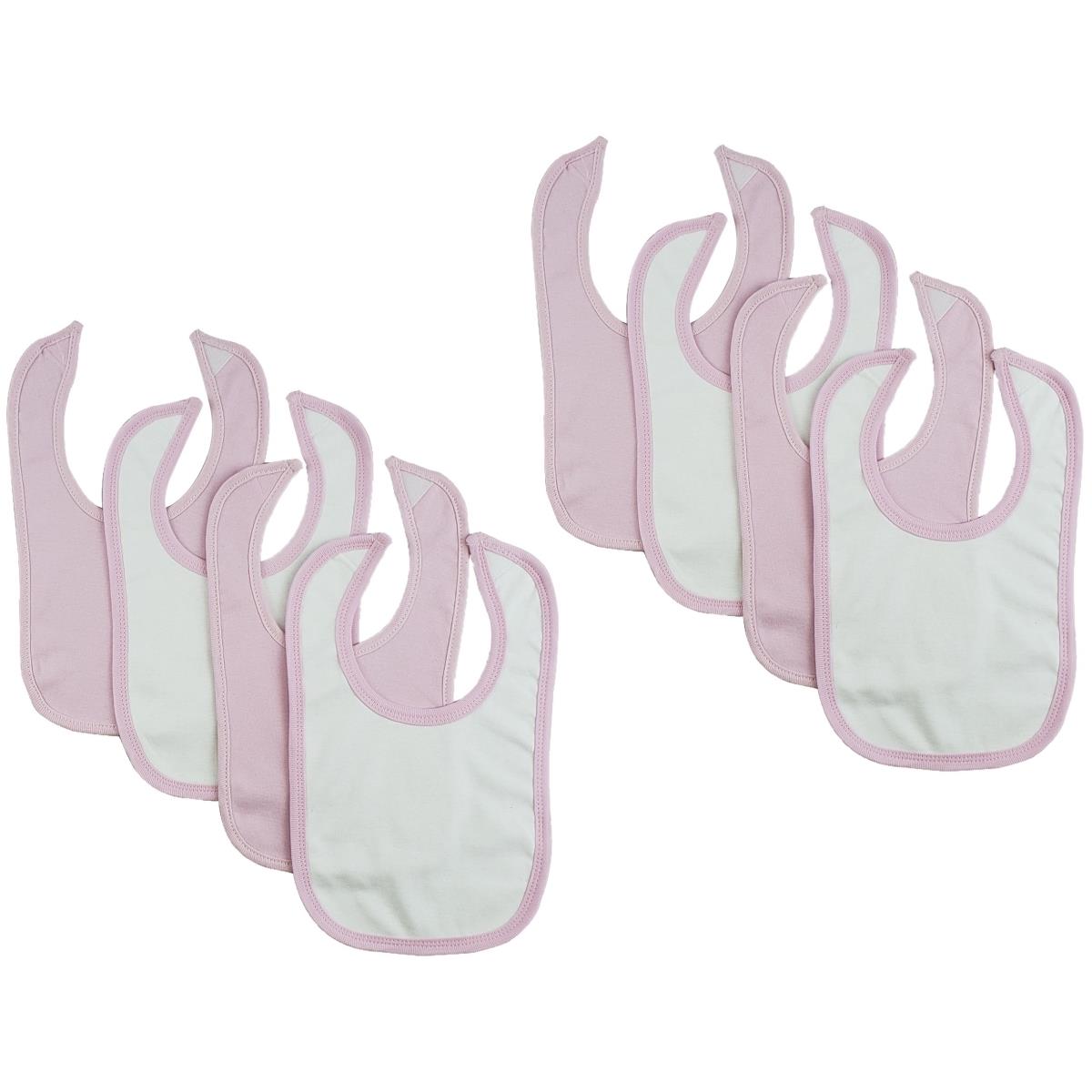 CS-0175 12.25 x 7.5 in. Baby Bibs, White & Pink - One Size - 8 per Pack