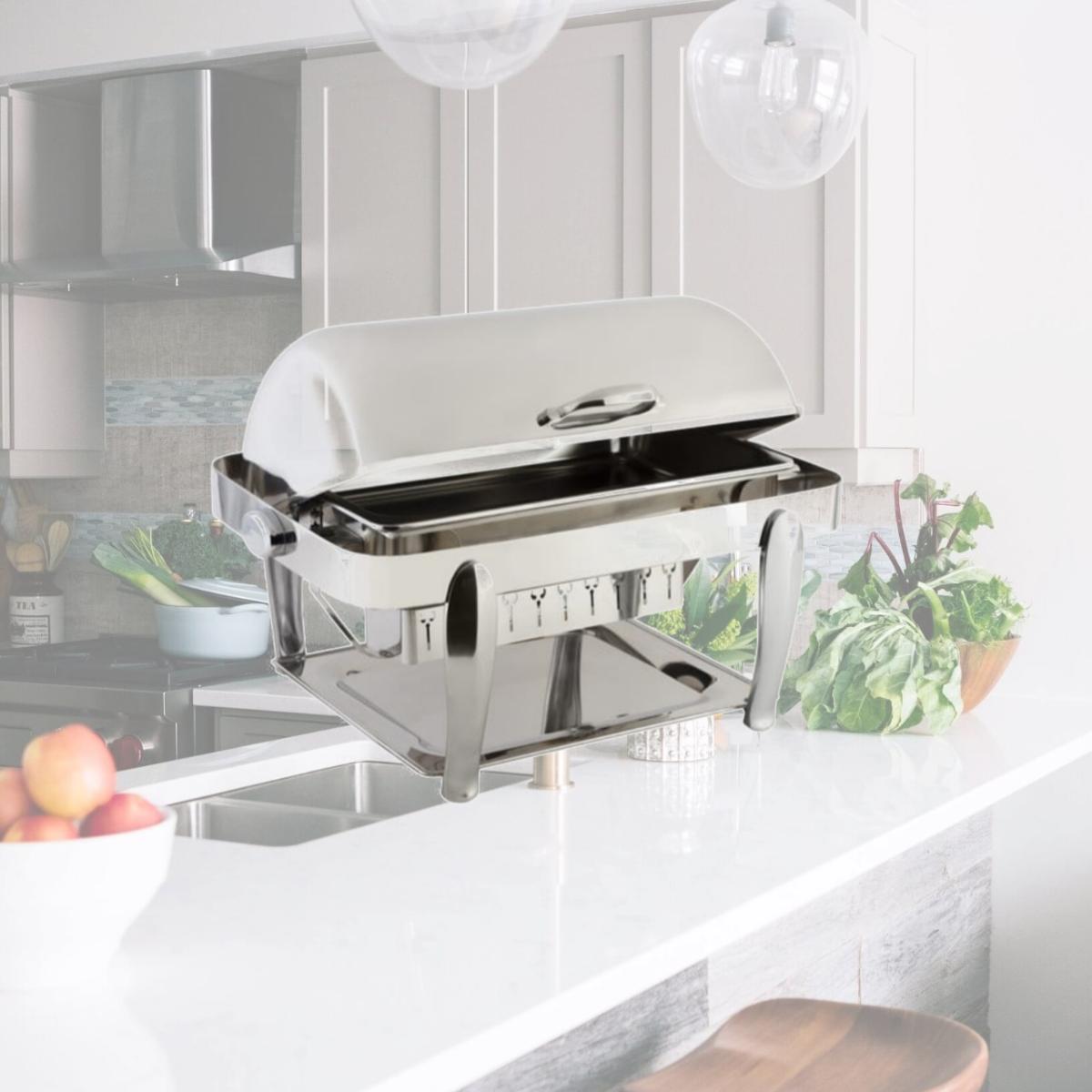 Picture of Bon Chef 10040CH Manhattan Non Dripless Rectangular Chafer & Chrome Trim