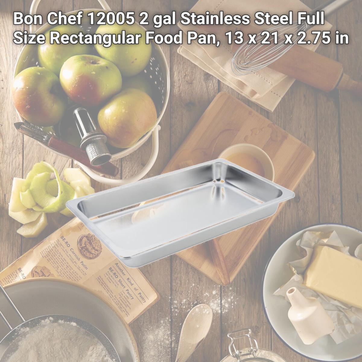 Picture of Bon Chef 12005 2 gal Stainless Steel Full Size Rectangular Food Pan, 13 x 21 x 2.75 in