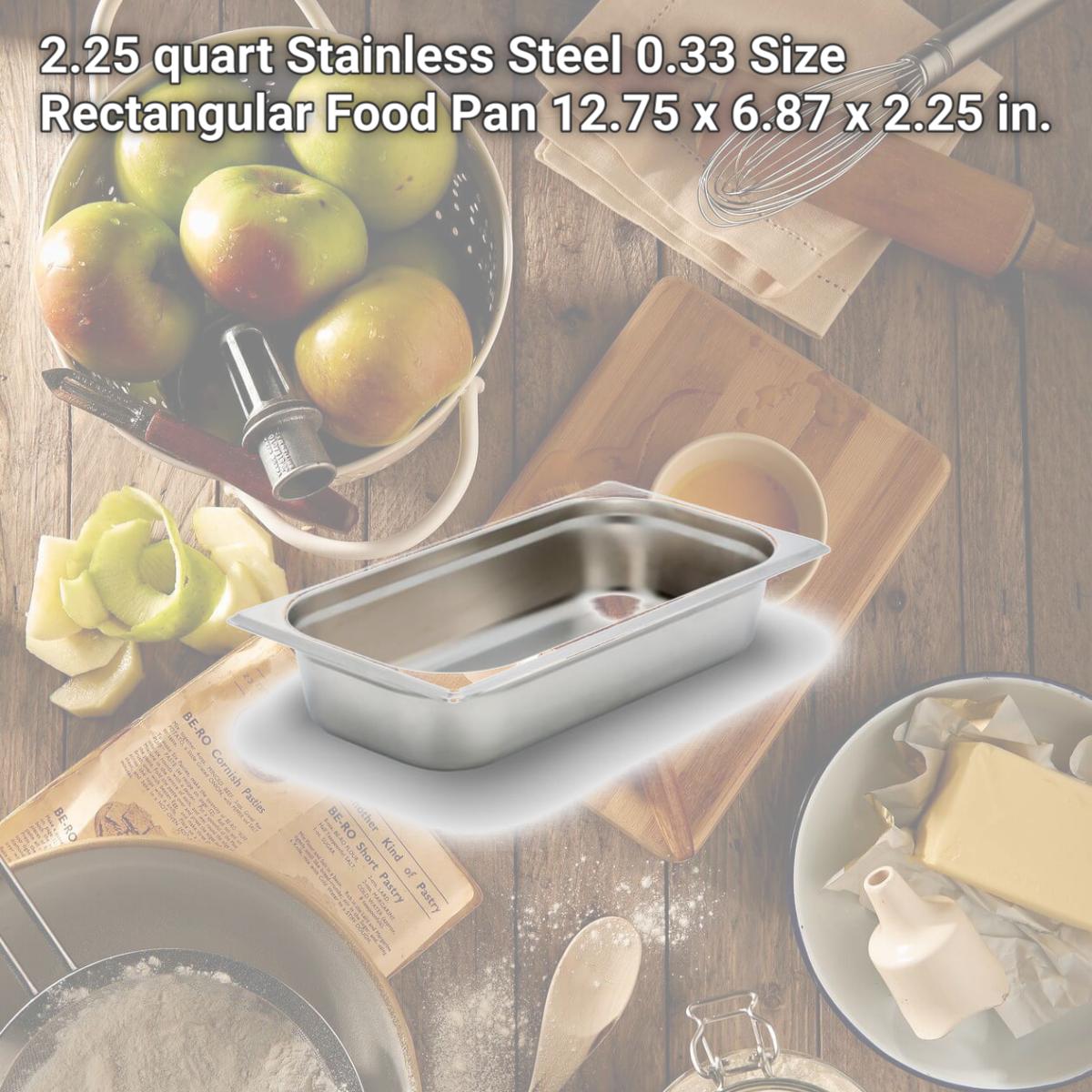 Picture of Bon Chef 12025 2.25 quart Stainless Steel 0.33 Size Rectangular Food Pan, 12.75 x 6.87 x 2.25 in.