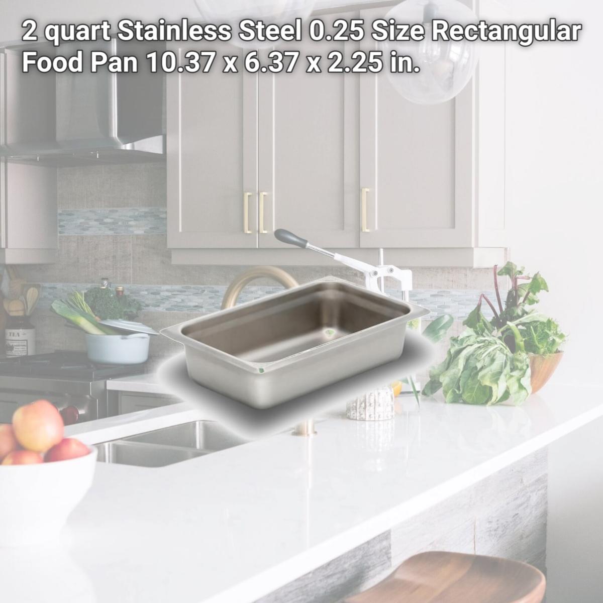Picture of Bon Chef 12026 2 quart Stainless Steel 0.25 Size Rectangular Food Pan, 10.37 x 6.37 x 2.25 in.