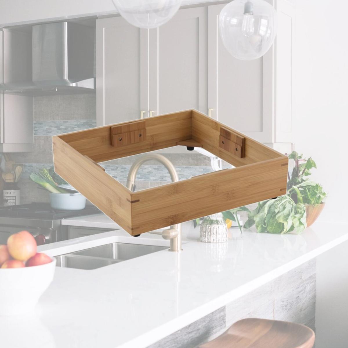 Picture of Bon Chef 12086BOX 11.87 x 11.87 x 2.75 in. Induction Range Bamboo Holder