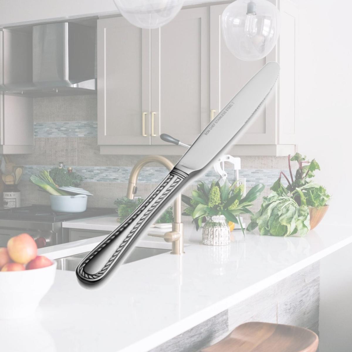 Picture of Bon Chef S411 Amore Regular Solid Handle Dinner Knife, Pack of 12