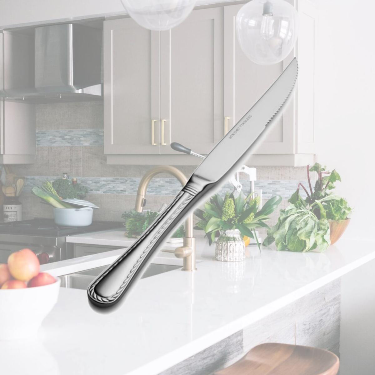 Picture of Bon Chef S415 Amore Euro Solid Handle Steak Knife, Pack of 12