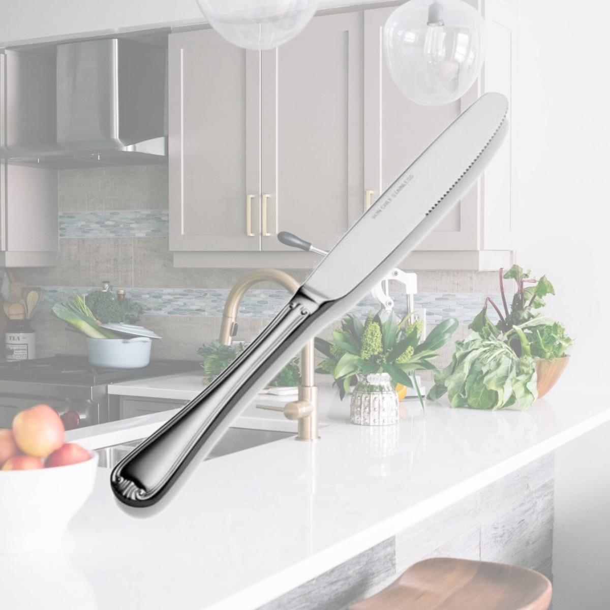 Picture of Bon Chef S912 Euro Renoir Solid Handle Dinner Knife, Pack of 12