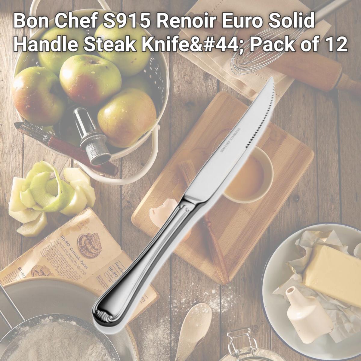 Picture of Bon Chef S915 Renoir Euro Solid Handle Steak Knife, Pack of 12
