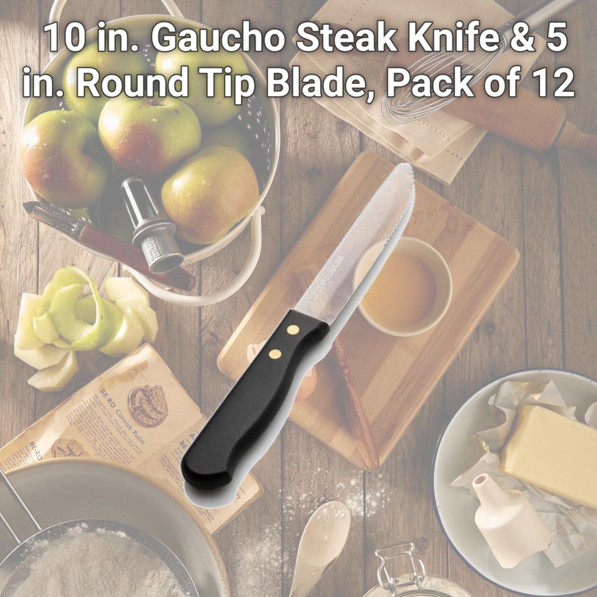 Picture of Bon Chef S935 10 in. Gaucho Steak Knife & 5 in. Round Tip Blade, Pack of 12