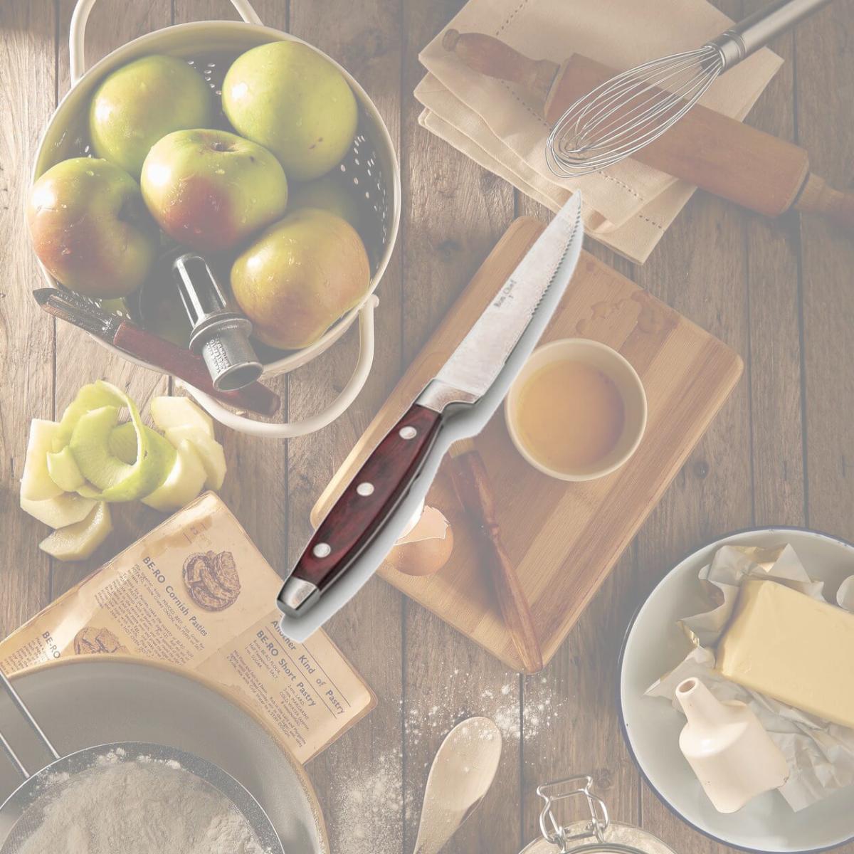 Picture of Bon Chef S938 9 in. Elegant Steak Knife with Pakka Wood Handle, Pack of 12