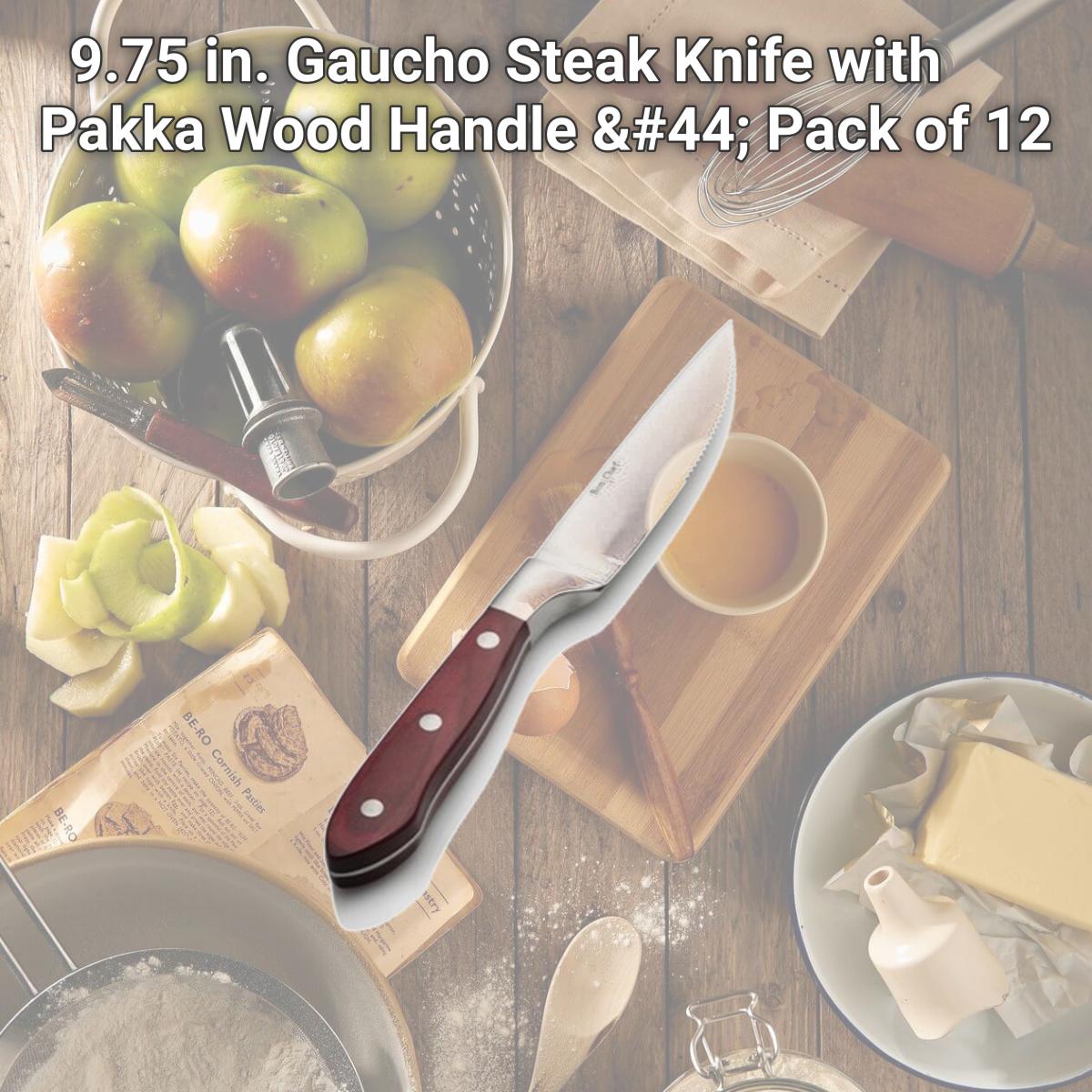 Picture of Bon Chef S939 9.75 in. Gaucho Steak Knife with Pakka Wood Handle , Pack of 12