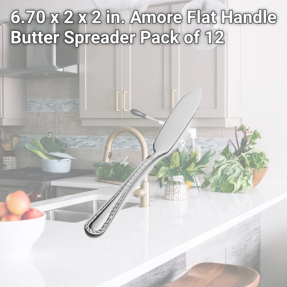Picture of Bon Chef SBS413 6.70 x 2 x 2 in. Amore Flat Handle Butter Spreader, Pack of 12