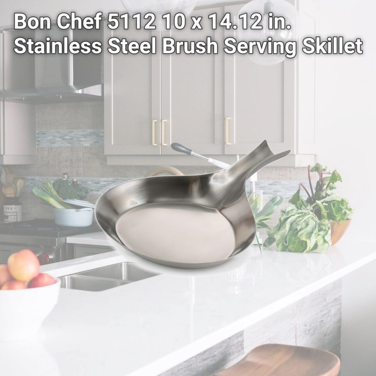 Picture of Bon Chef 5112 10 x 14.12 in. Stainless Steel Brush Serving Skillet