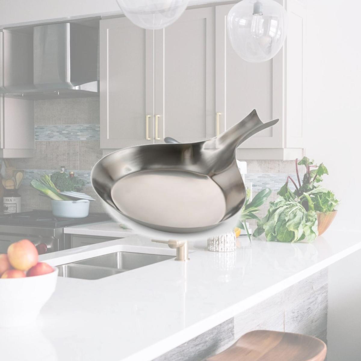 Picture of Bon Chef 5112 10 x 14.12 in. Stainless Steel Brush Serving Skillet