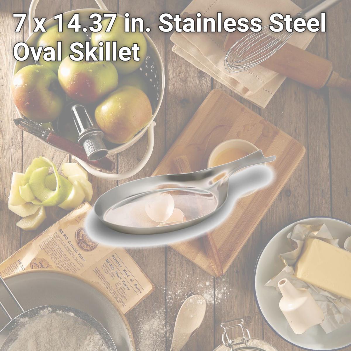 Picture of Bon Chef 5137 7 x 14.37 in. Stainless Steel Oval Skillet