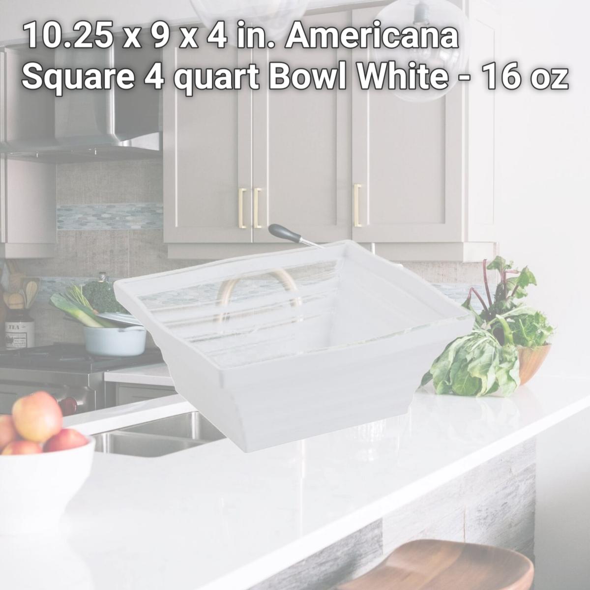 Picture of Bon Chef 53102WHITE 10.25 x 9 x 4 in. Americana Square 4 quart Bowl, White - 16 oz