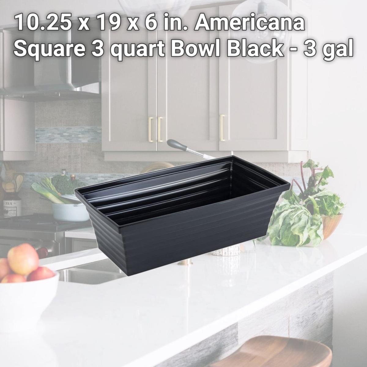 Picture of Bon Chef 53104BLACK 10.25 x 19 x 6 in. Americana Square 3 quart Bowl, Black - 3 gal