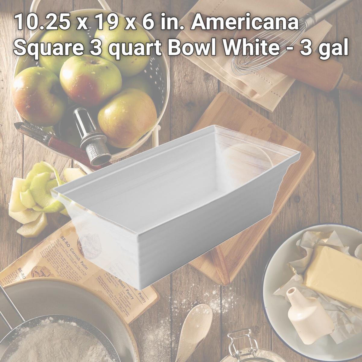 Picture of Bon Chef 53104WHITE 10.25 x 19 x 6 in. Americana Square 3 quart Bowl, White - 3 gal