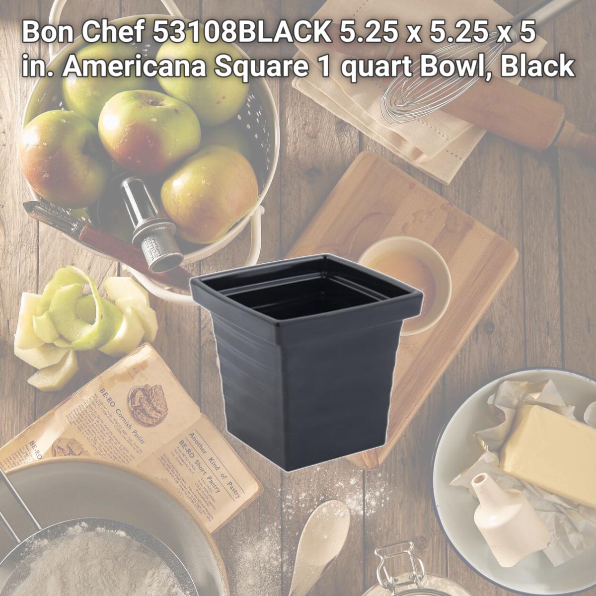 Picture of Bon Chef 53108BLACK 5.25 x 5.25 x 5 in. Americana Square 1 quart Bowl, Black