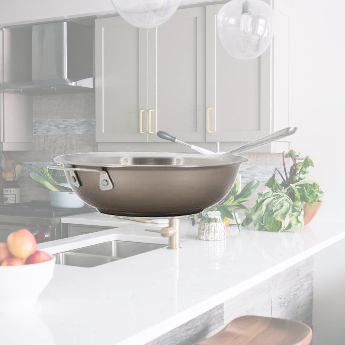 Picture of Bon Chef 60005TAUPE 10 in. Hotstone Taupe Cucina Stir Fry Pan - Induction Bottom