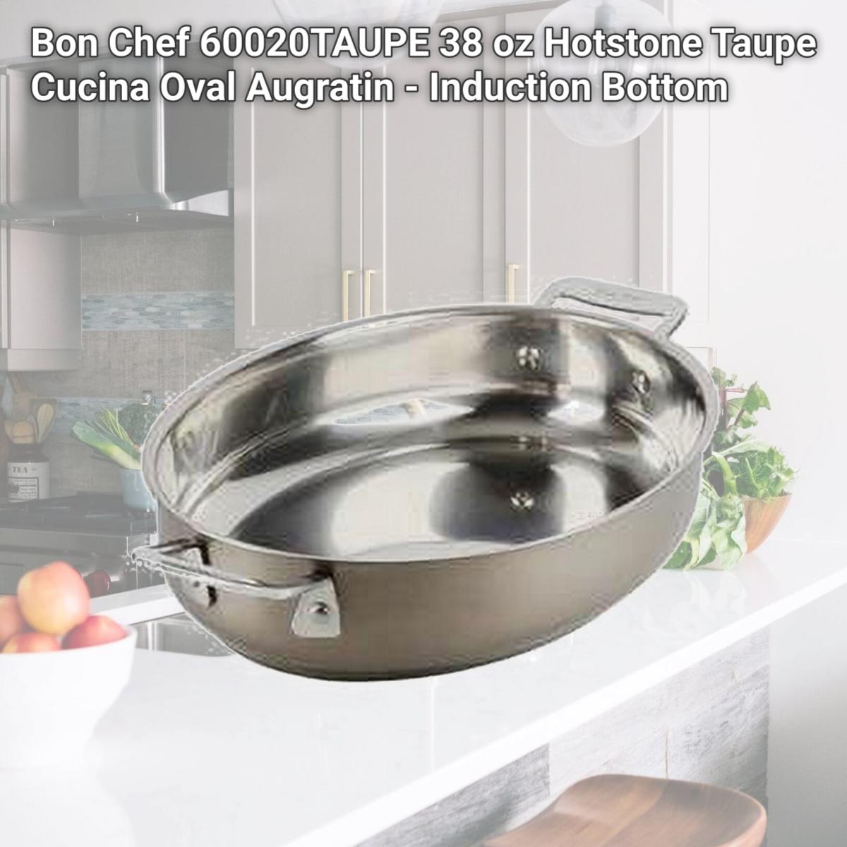 Picture of Bon Chef 60020TAUPE 38 oz Hotstone Taupe Cucina Oval Augratin - Induction Bottom