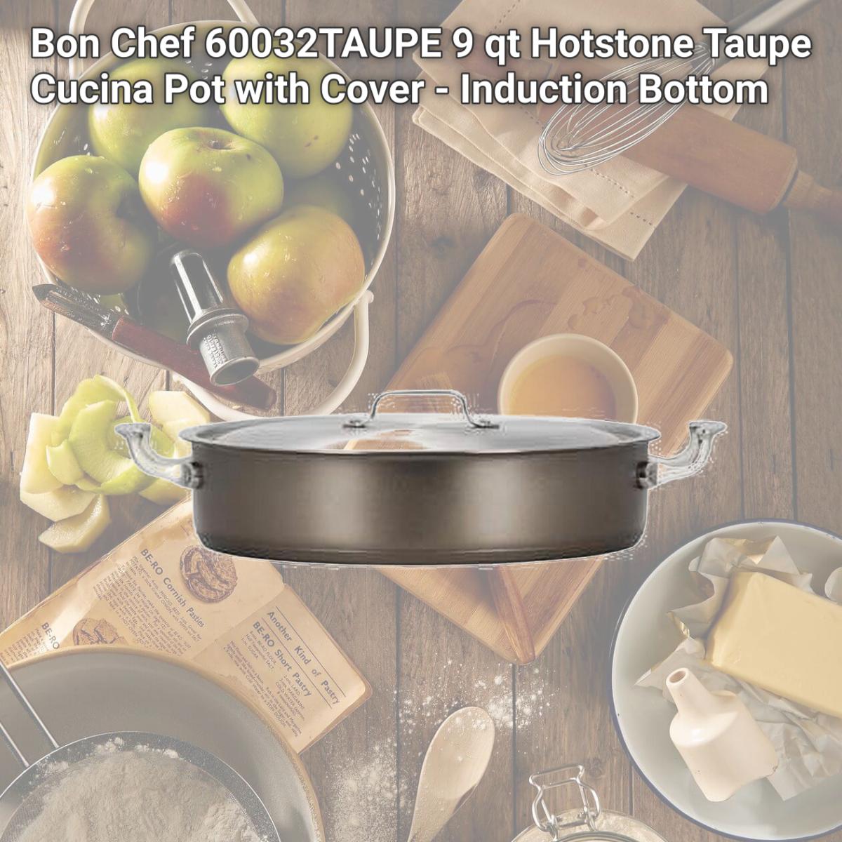 Picture of Bon Chef 60032TAUPE 9 qt Hotstone Taupe Cucina Pot with Cover - Induction Bottom