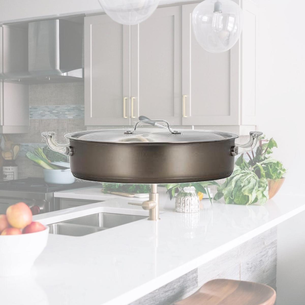 Picture of Bon Chef 60032TAUPE 9 qt Hotstone Taupe Cucina Pot with Cover - Induction Bottom