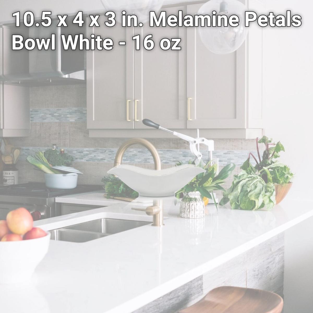 Picture of Bon Chef 53602White 10.5 x 4 x 3 in. Melamine Petals Bowl, White - 16 oz