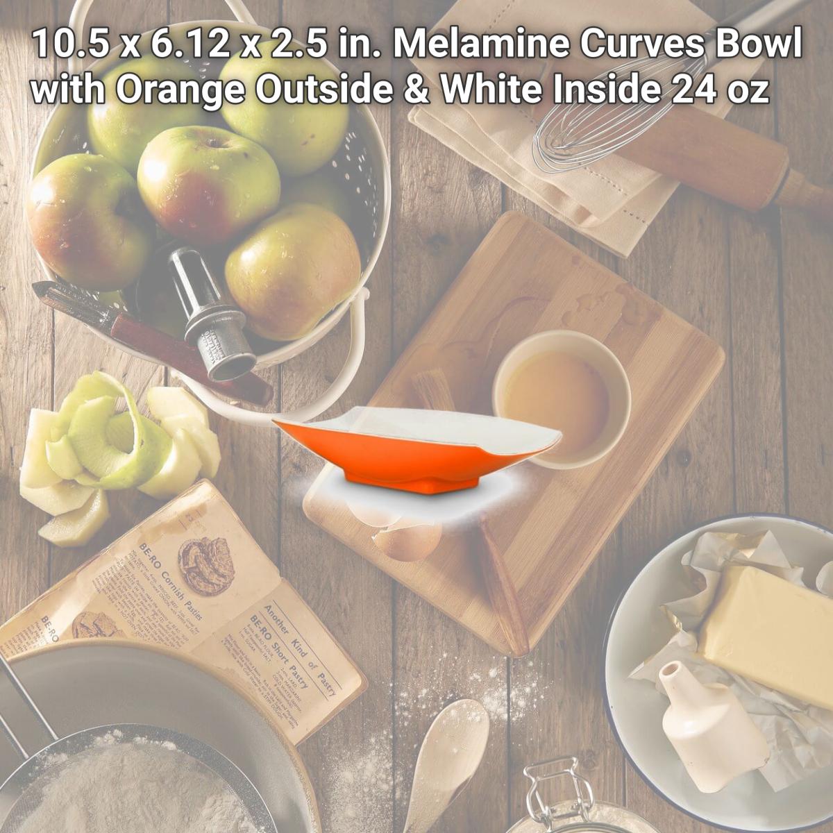 Picture of Bon Chef 53702-2ToneOrange 10.5 x 6.12 x 2.5 in. Melamine Curves Bowl with Orange Outside & White Inside, 24 oz