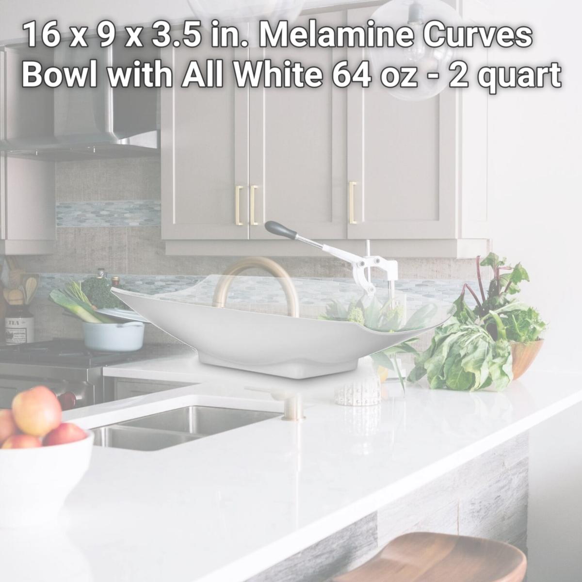Picture of Bon Chef 53704White 16 x 9 x 3.5 in. Melamine Curves Bowl with All White, 64 oz - 2 quart