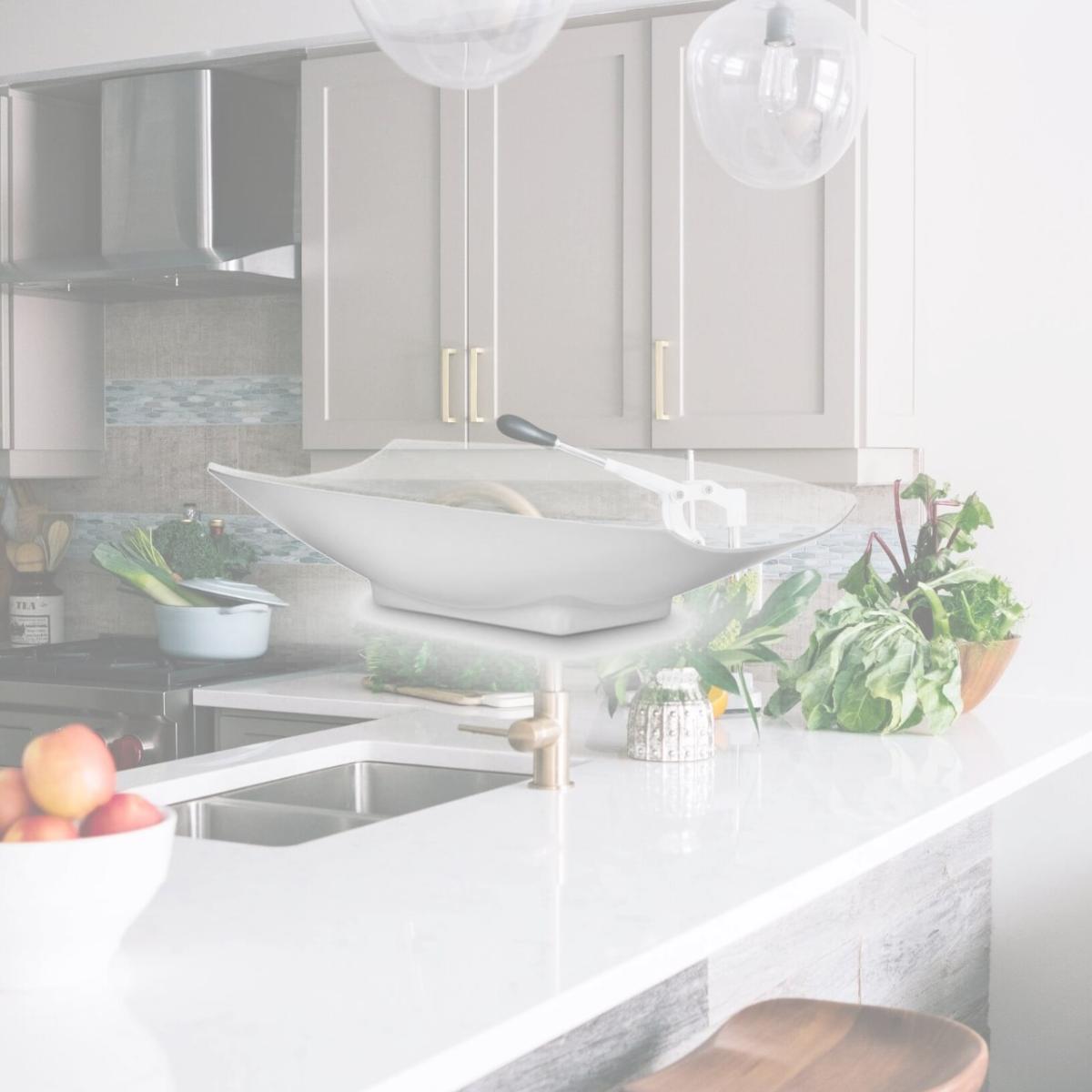 Picture of Bon Chef 53704White 16 x 9 x 3.5 in. Melamine Curves Bowl with All White, 64 oz - 2 quart