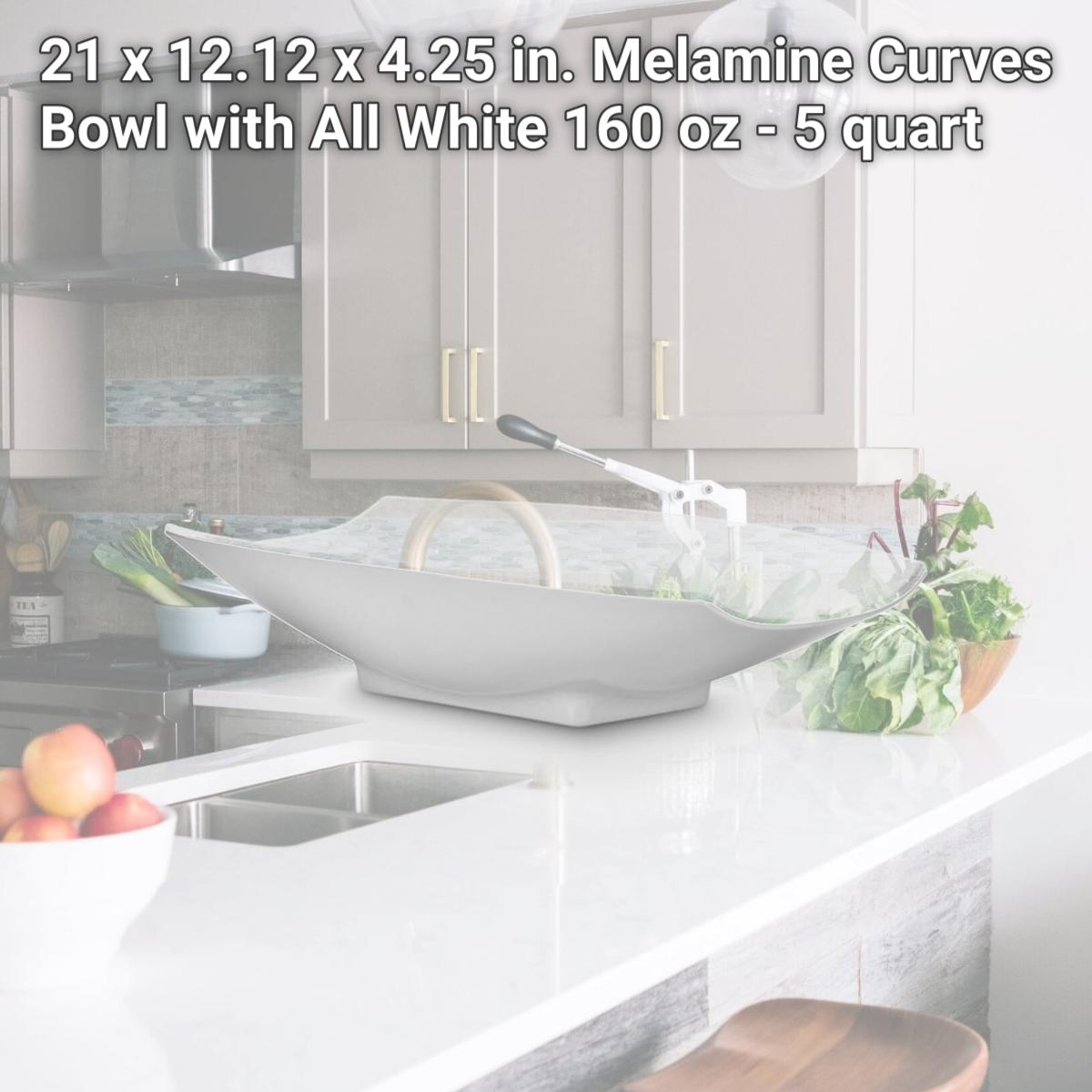 Picture of Bon Chef 53705White 21 x 12.12 x 4.25 in. Melamine Curves Bowl with All White , 160 oz - 5 quart