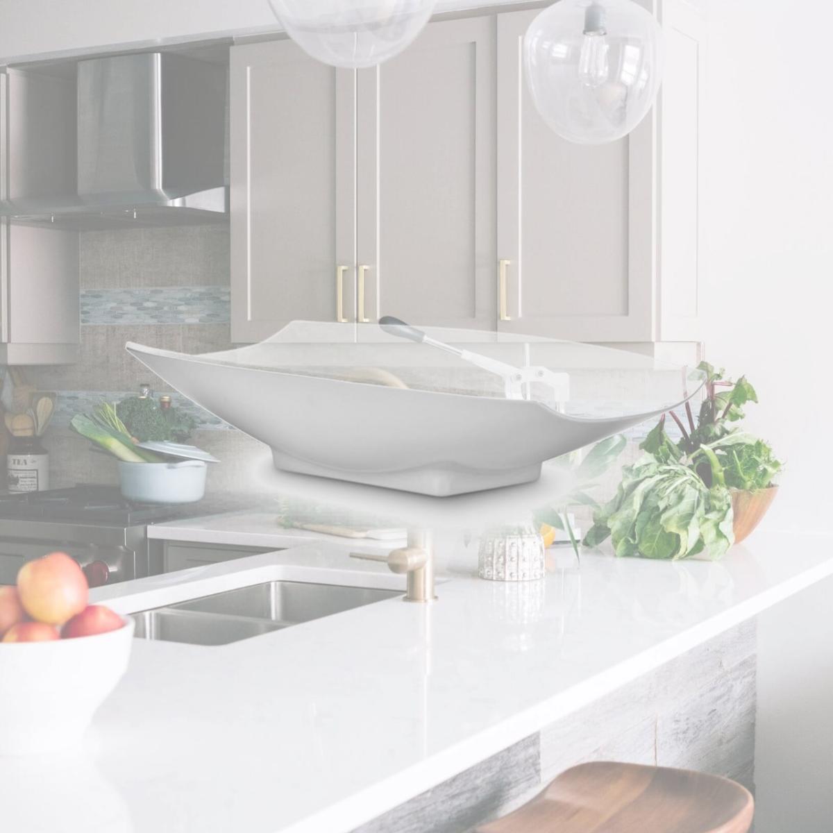 Picture of Bon Chef 53705White 21 x 12.12 x 4.25 in. Melamine Curves Bowl with All White , 160 oz - 5 quart