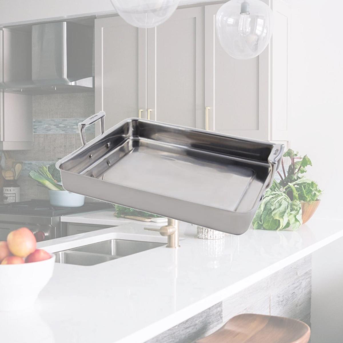 Picture of Bon Chef 60012 14.75 x 12 x 2.25 in. Cucina Stainless Steel Large Food Pan with Handles, 5 quart